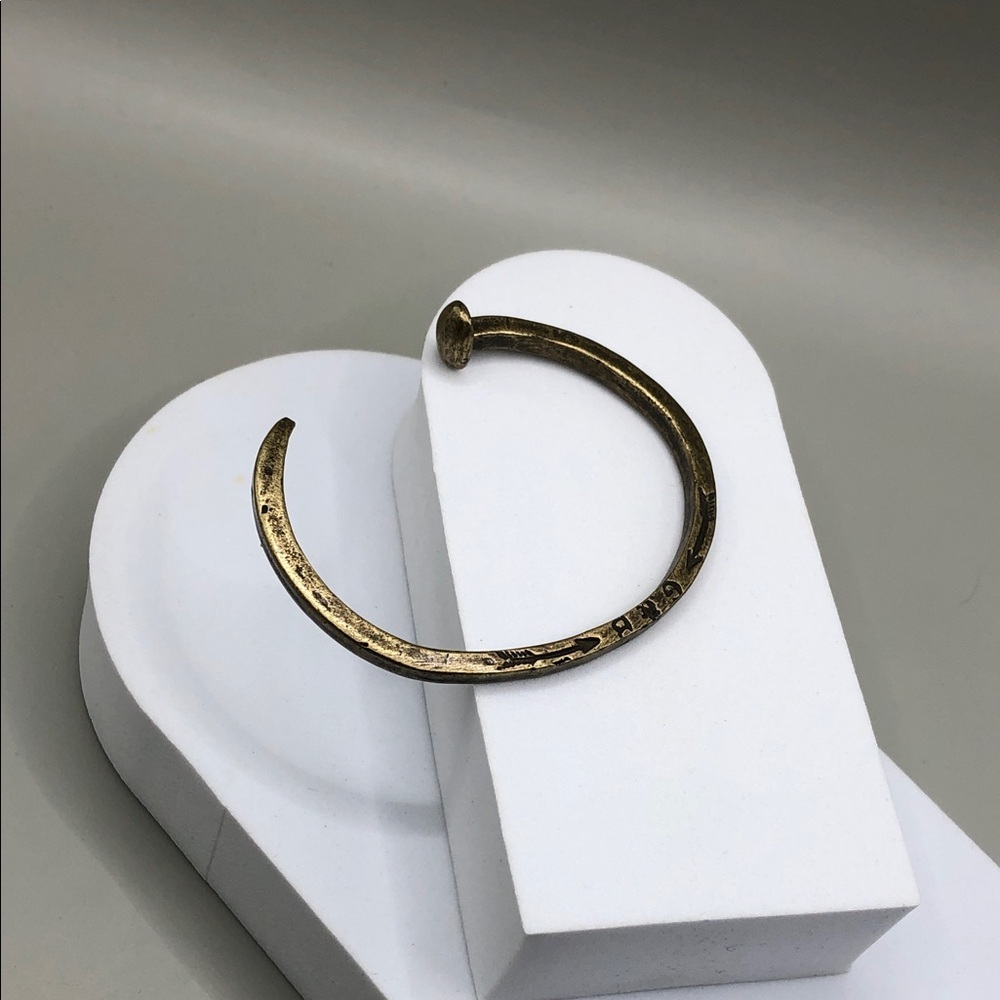 Giles & Brother Le Beau Railroad Spike Cuff Bracelet Antiqued Brass